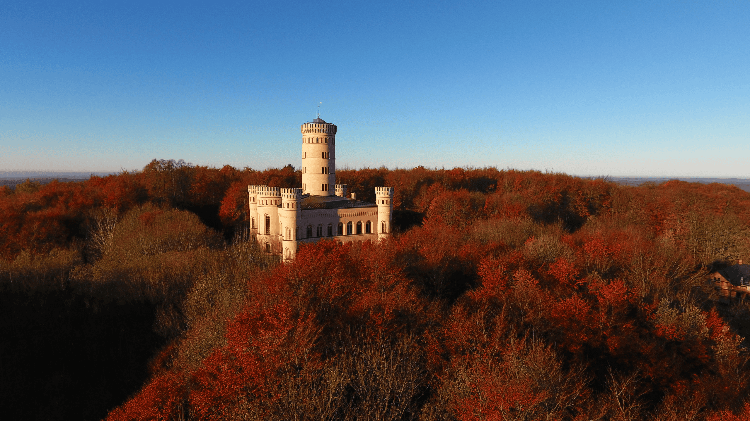 Jagdschloss Granitz im herbstlichen Buchenwald; Foto von Nico Offermann